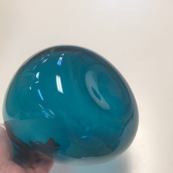 Vintage Scandinavian Blue Glass Hand‎ Blown Vase - Picture 4 of 4